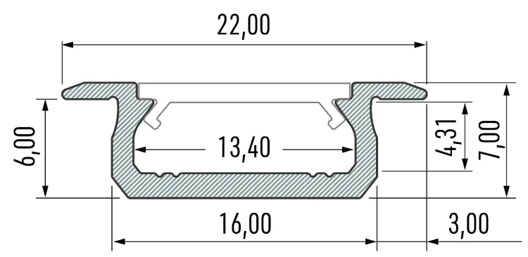Profil aluminiowy anodowany 1m typ B srebrny