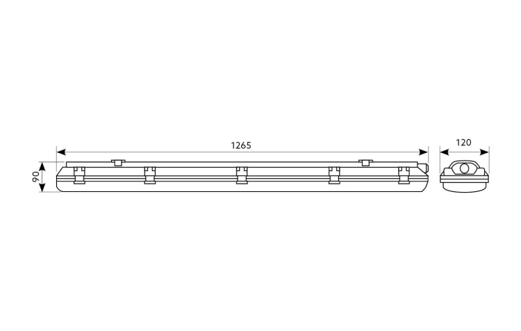 Oprawa hermetyczna 120cm na 2 świetlówki LED T8 Hermi