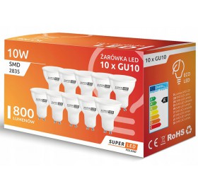 10x Żarówka LED GU10 10W biała ciepła