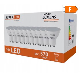 10x Żarówka LED GU10 6W biała zimna