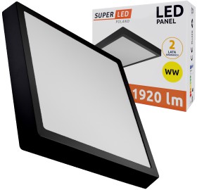 Panel Natynkowy LED 24W ciepły kwadrat czarny