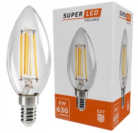Żarówka LED E14 Filament 6W biała ciepła