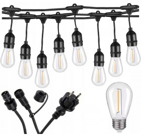 Girlanda OGRODOWA ŁAŃCUCH 15M + 15x żarówka LED 1W