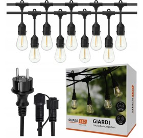 Girlanda OGRODOWA ŁAŃCUCH 15M + 15x żarówka LED 1W