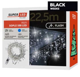 Sople 500 LED  zewnętrzne 22,5 m IP44 zimne + Flash