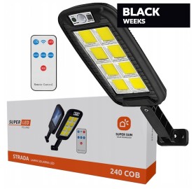Lampa solarna LED COB Latarnia uliczna z czujnik + pilot