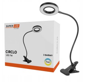 Lampka biurkowa LED Ring USB 3 barwy z klipsem SuperLED