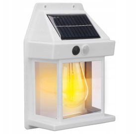 Lampa solarna LED elewacyjna kinkiet z czujnik ruchu i zmierzchu + żarówka