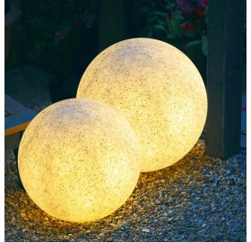 Zestaw 2x Kula ogrodowa LED PREMIUM STONE 40cm + 30cm E27 przewód i wtyczka