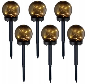 6x Lampa solarna ogrodowa LED Kula Dymiona Ozdobna z czujnik zmierzchu