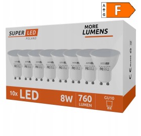 10x Żarówka LED GU10 8W biała zimna