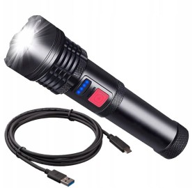 Latarka taktyczna LED P90 LED Akumulatorowa USB Zoom 6 funkcji