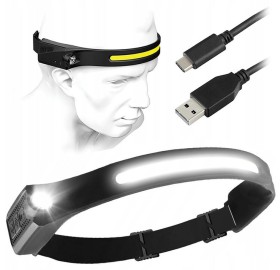 Latarka czołowa LED z czujnikiem ruchu USB 2w1 COB+XPE Super Mocna