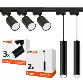 Zestaw Szynoprzewód Szyna 2m + 3x oprawa + 2x lampa wisząca GU10 LED