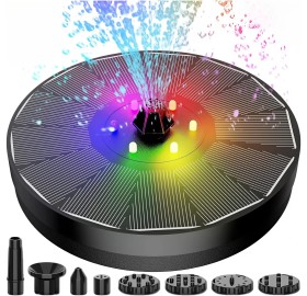 Fontanna Solarna LED Ogrodowa + RGB Pływająca Pompka Wody Do Oczka Stawu