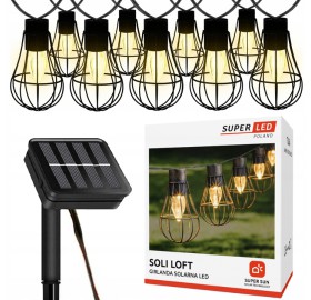 Girlanda solarna LED ogrodowa świetlna 20x lampki loft SuperLED
