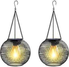 2x Lampa Solarna Ogrodowa LED Wisząca Metalowa Lampion Do Ogrodu Na Taras