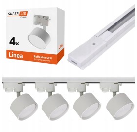 Zestaw Szynoprzewód Szyna 1-fazow1 2m + 4x reflektor GX53 SuperLED