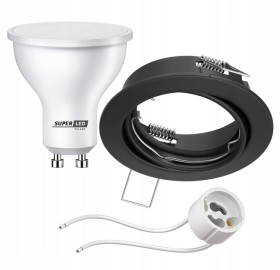 Zestaw Oprawa halogenowa wpuszczana RUCHOMA + Żarówka GU10 LED 6W + gniazdo