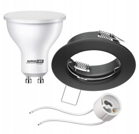 Zestaw Oprawa halogenowa wpuszczana + Żarówka GU10 LED 6W BC + gniazdo