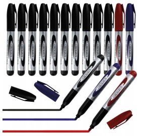 Marker permanentny flamaster czarny czerwony niebieski Vergionic 12 szt.