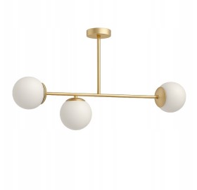 Lampa Wisząca Sufitowa Złota Żyrandol Białe Kule 3x LED E27