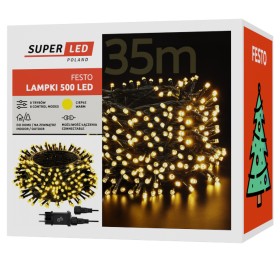 Lampki choinkowe 500 LED 35m Białe Ciepłe IP44 8 trybów