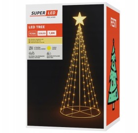 Choinka LED 1,8m na stelażu Metalowa Lampki 320 LED Ciepłe 8 trybów