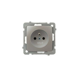 KARO Gniazdo pojedyncze z uziemieniem Srebrny perłowy - GP-1SZ/m/43