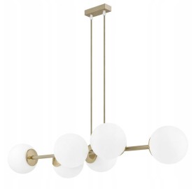 Lampa Wisząca Sufitowa 6x E27 Ecru Beż Kaszmir Żyrandol na żarówkę LED