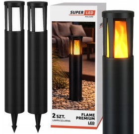 2x Lampa solarna wbijana LED Płomień Ciepła 1800K