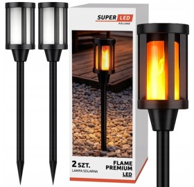 2x Lampa solarna wbijana LED Płomień 1800K