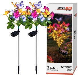 2x Lampa solarna LED wbijana Motyle