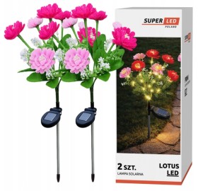 2x Lampa solarna wbijana LED Lotus Kwiat 