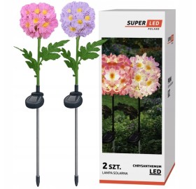 2x Lampa solarna wbijana LED Chryzantemy kulki Kwiat dekoracyjny kolorowy