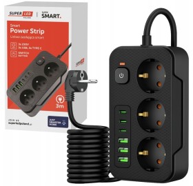 Przedłużacz Listwa Zasilająca 3 Gniazda 3M 2500W 3x1.5mm 3xUSB-A 3xUSB-C