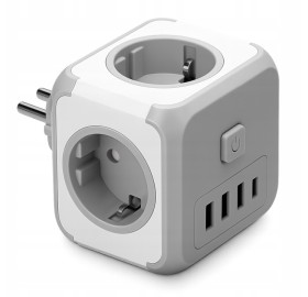 Przedłużacz Rozgałęźnik Kostka 230V Do Gniazdka Włącznik Ładowarka USB