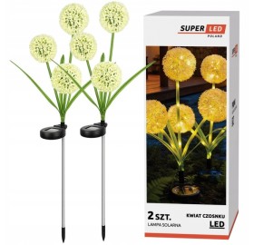 2x Lampa solarna wbijana LED Kwiat Czosnku Dekoracja Mniszek ogrodowa