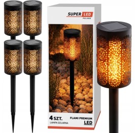 4x Lampa solarna wbijana LED Płomień Pochodnia ogrodowa LED Premium 1800K