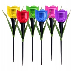 6x Lampa solarna wbijana LED Tulipany kolorowe Kwiat dekoracyjny LED