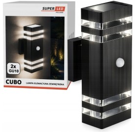 Kinkiet Zewnętrzny Lampa Ogrodowa Elewacyjna IP54 2X GU10 czujnik ruchu PIR