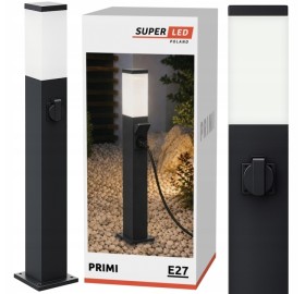 Lampa Ogrodowa Zewnętrzna Stojąca E27 LED Słupek 90 cm + gniazdo 230V
