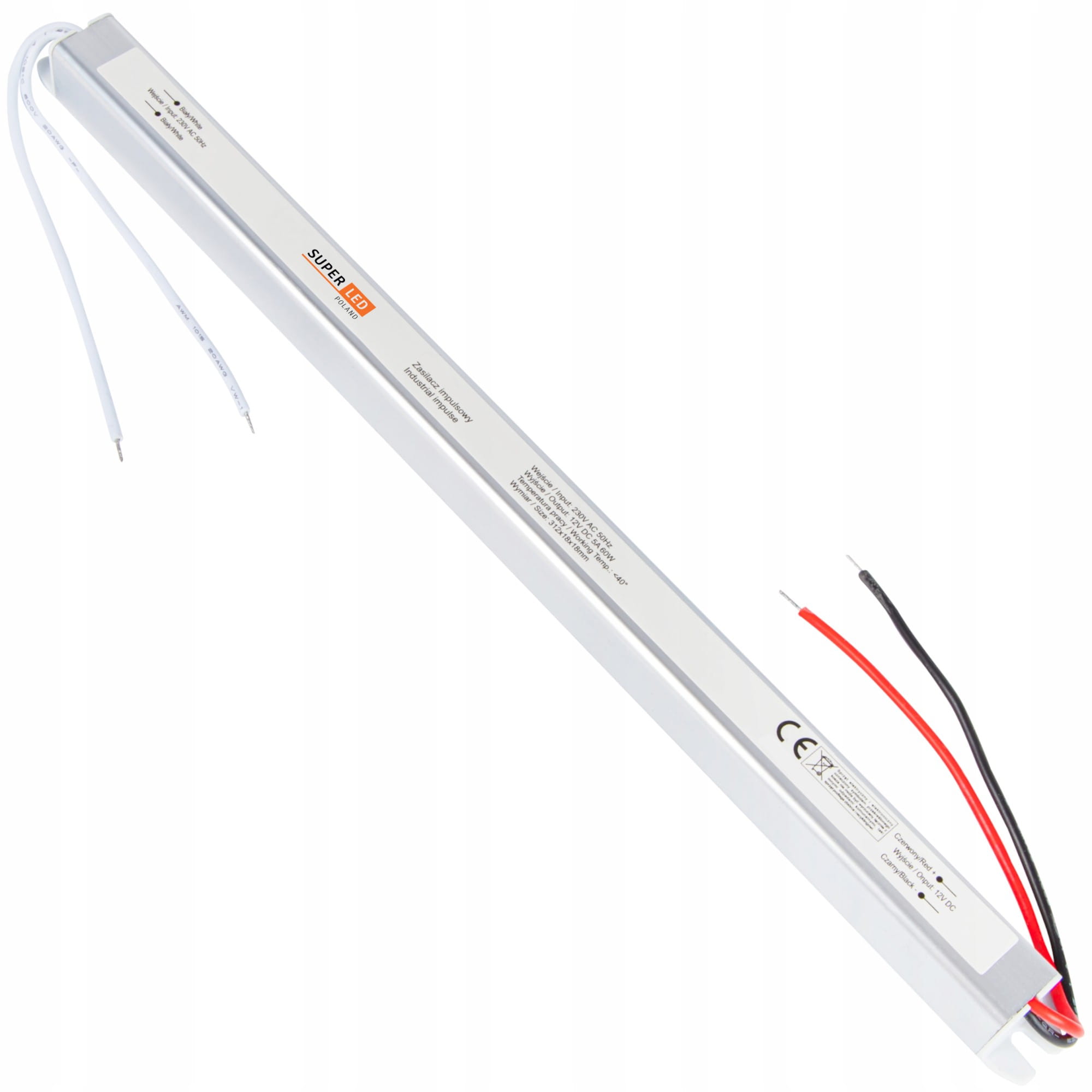 Zasilacz ultra slim do taśm LED IP20 12V DC 5A 60W meblowy