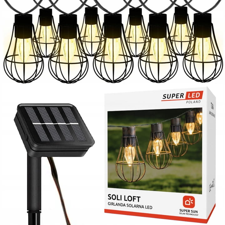 Girlanda solarna LED ogrodowa świetlna 20x lampki loft SuperLED