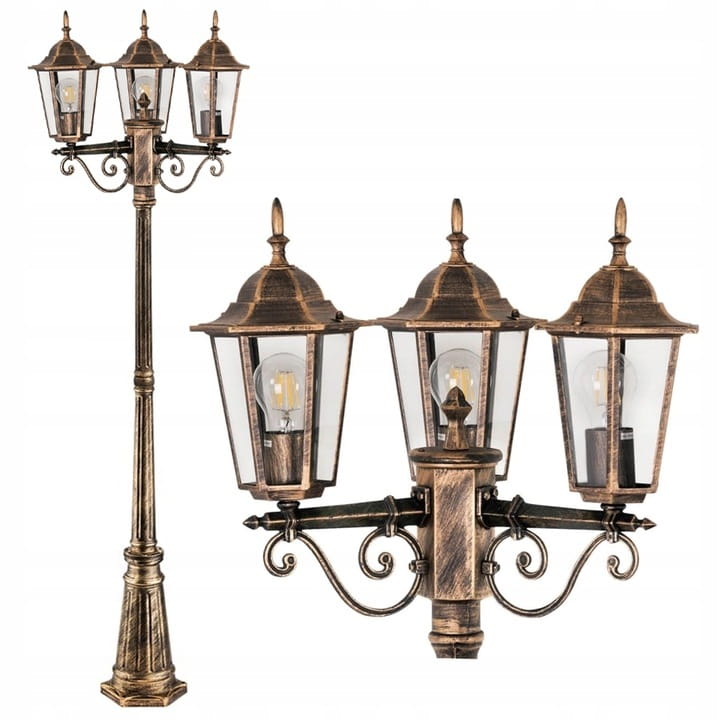 Lampa ogrodowa stojąca Słupek Latarnia 3x E27 LED 200 cm Retro