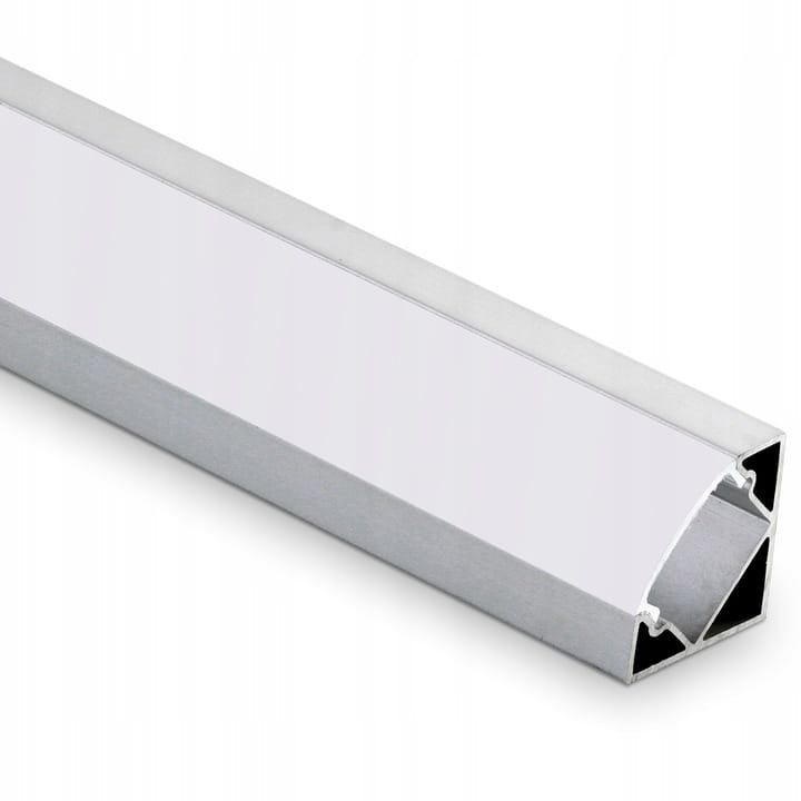 Profil LED aluminiowy do taśm narożny 3m + klosz + zaślepki + uchwyty
