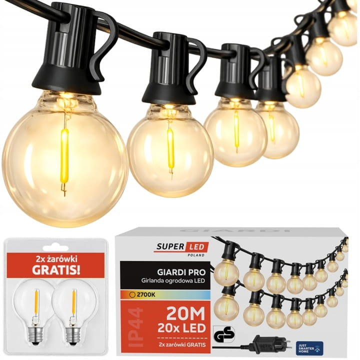 Girlanda ogrodowa GIARDI PRO 20m + 20x żarówka LED 